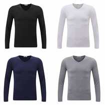 Spring and summer 9 9 Yuan Mens thin large size long sleeve T-shirt V collar slim top base shirt youth trend