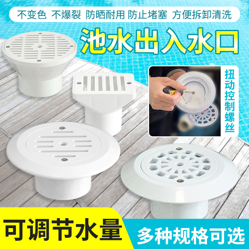 Swimming Pool Outlet, Adjustable Entry and Exit Water Return Device, Pvc Pipe Nozzle, Internal and External Insert Water Outlet, Decorative Cover Overflow Outlet