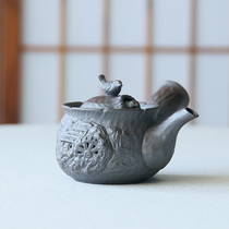 Spot Japanese imported Wangu burning bird teapot horizontal hand side pot Japanese tea making equipment pottery pot