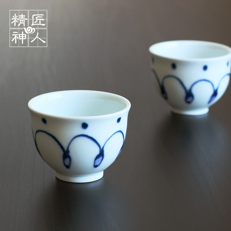 Spot (single) Japanese imports with field fever Dye Paid Ceramic Tea Cup Master's Cup Kung Fu Cup Little Cup