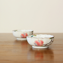Spot Japan imported Kutani-yaki hand-painted flower lace small bowl small bowl Ceramic tea bowl Fruit snack dish