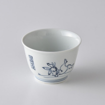 Japan imported a field burning Alpine Temple bird and beast painting pattern decoration tea cup glass frog rabbit Cup