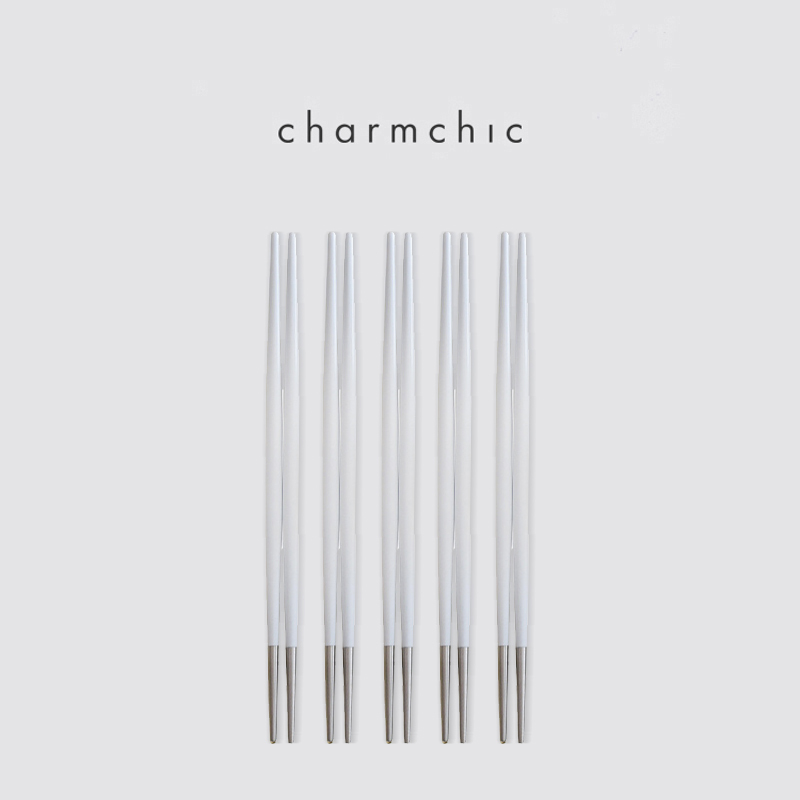 Charmchic Portuguese Style 304 Stainless Steel Pointed Chopsticks, Creative Design, Non-Slip Chopsticks for Home Use