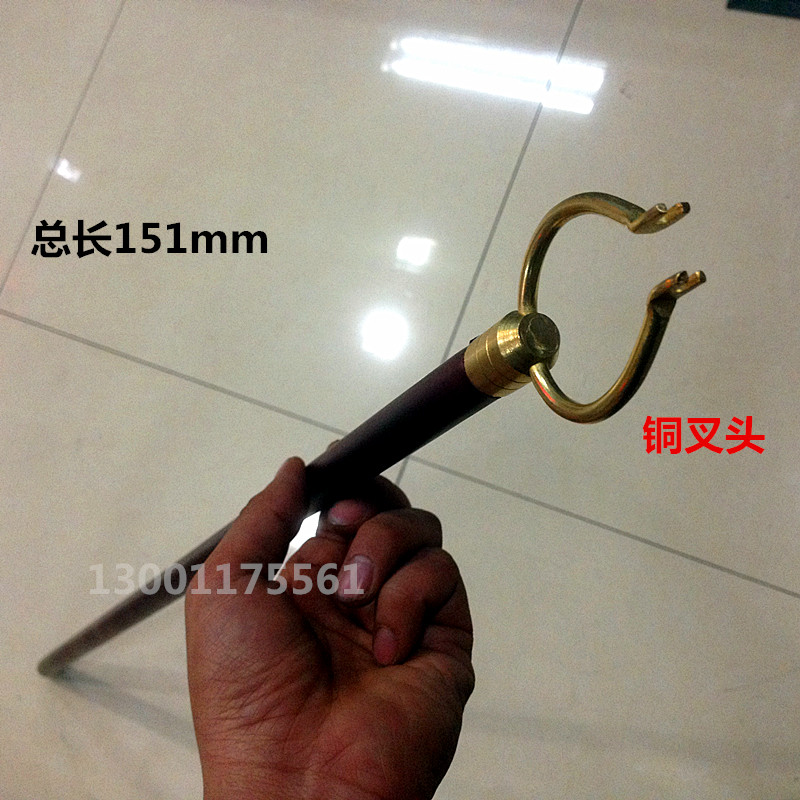 Painting pole hanging painting fork pick pole ash wood telescopic copper fork solid wood pole two-section painting pole gallery exhibition accessories