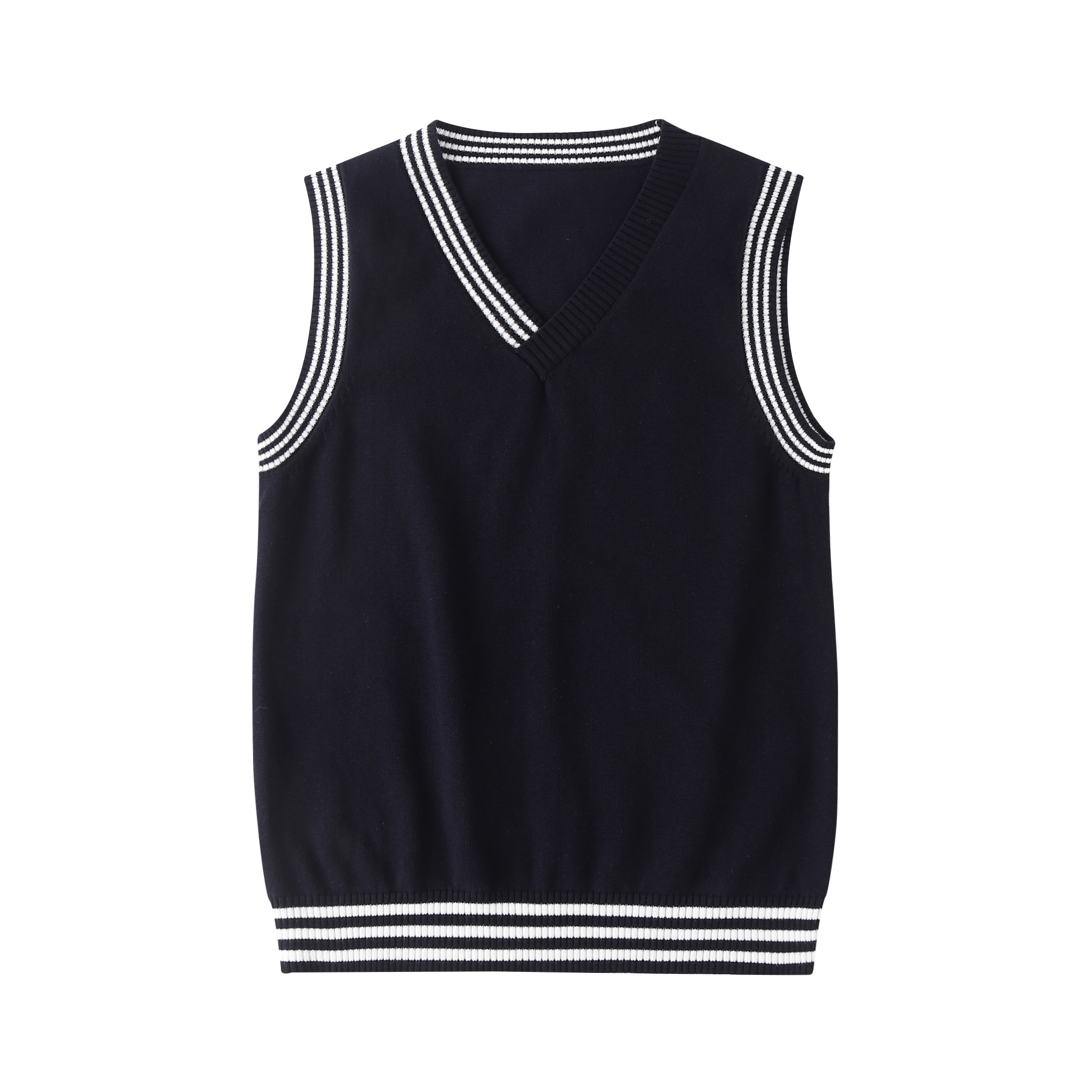 British style kindergarten uniforms, primary school uniforms, class uniforms, children's cotton sweater, knitted sweater, navy vest, vest, V-neck