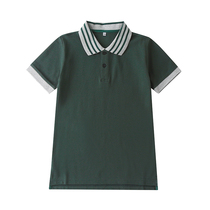 2021 new primary and secondary school uniforms grey blue grey striped collar Inn Wind Campus Summer POLO short sleeve compassionate
