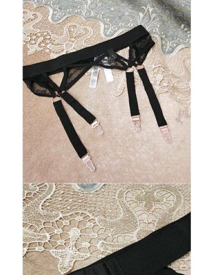 NC103 Châu Âu và Hoa Kỳ màu đen openwork ren garter Vàng lấp lánh Khóa vàng chất lượng cao Phụ nữ gợi cảm thông minh dây nịt 