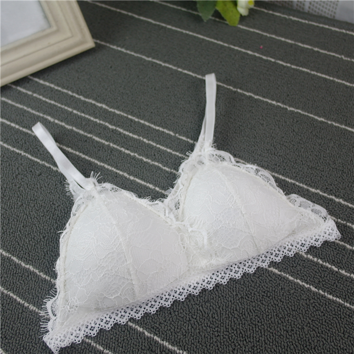 X4-8 văn học fan hâm mộ không có vòng thép màu đen và trắng ren tam giác cup bikini sexy áo ngực