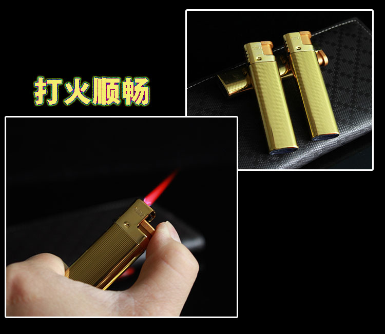 Siêu mỏng vàng địa phương dùng một lần nhựa quảng cáo nhẹ hơn điện gió vàng thanh tùy chỉnh in logo - Bật lửa hộp quẹt