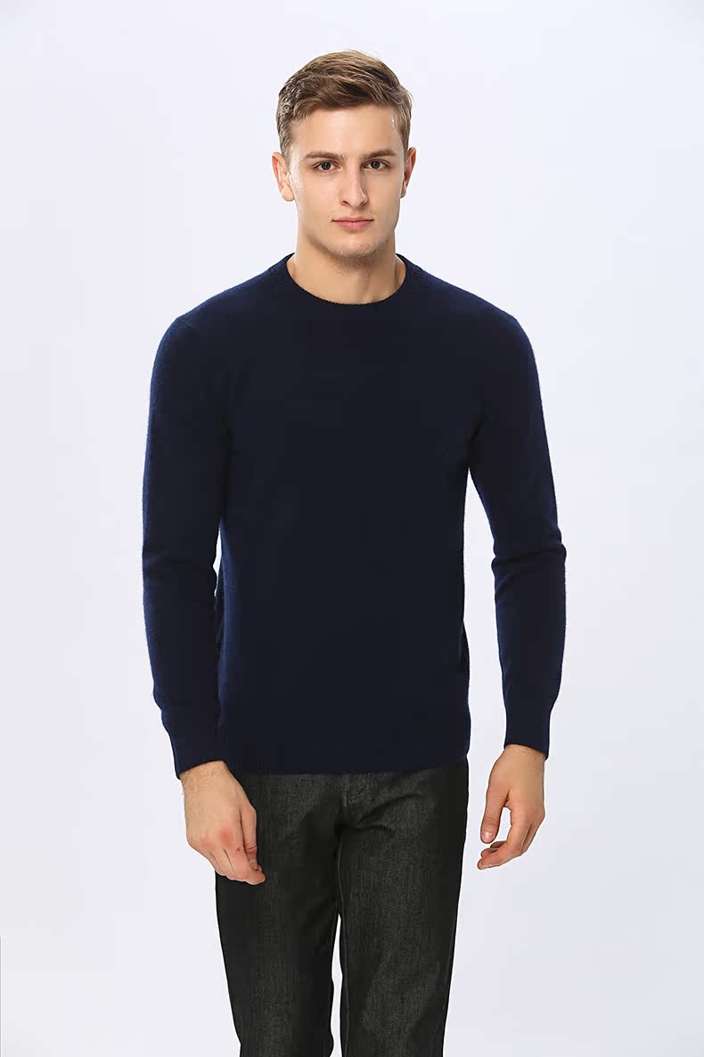 Áo len mùa đông Phoenix nam cổ tròn màu đơn giản Áo len cashmere nam 100% cashmere Áo len cashmere nguyên chất - Áo len Cashmere áo hoodie cặp
