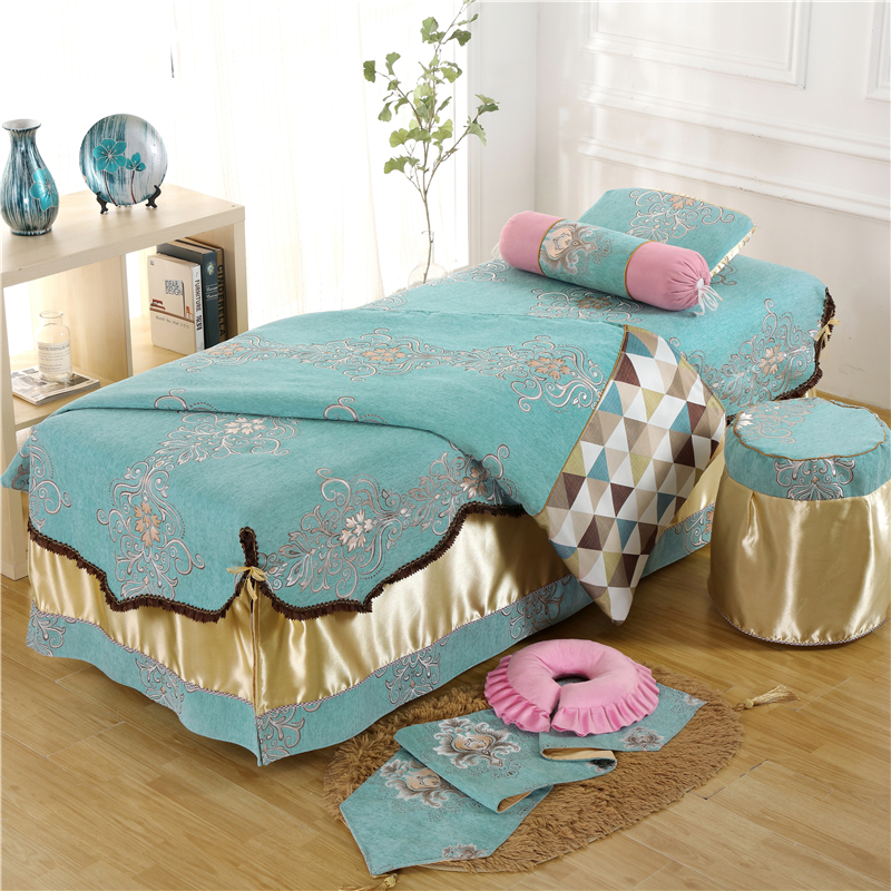 Autumn Winter Beauty Bed Cover Four Pieces Upscale Thickened Luxurious Nordic Wind Pure Cotton Beauty Salon Massage Bed Jacket Pure Color