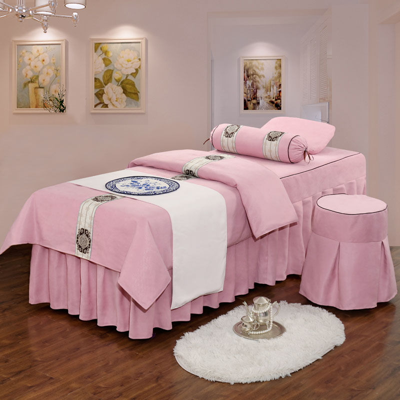 Beauty bed cover four sets of all-cotton upscale European style summer beauty salon six sets of small and luxurious Korean style massage bed cover