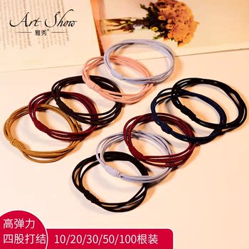 Simple Basic Rubber Band for Women to Tie Their Hair, High Elasticity Hair Tie That Does Not Damage Hair, Durable Four-Strand Hair Rope, Leather Hair Accessory