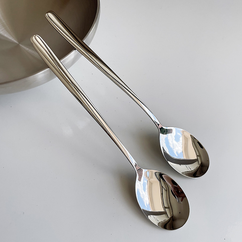 304 Stainless Steel Spoon, Korean-Style Spoon, Household Long-Handled Eating Spoon, Soup Spoon, Rice Spoon, Can Be Laser-Engraved 304 Stainless Steel Spoon, Korean-Style Spoon, Household Long-Handled Eating Spoon, Soup Spoon, Rice Spoon, Can Be Laser-Engraved
