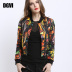 DGVI ngắn áo khoác nữ dài tay 2019 Thu Trạm in Slim Cardigan Lên trên 