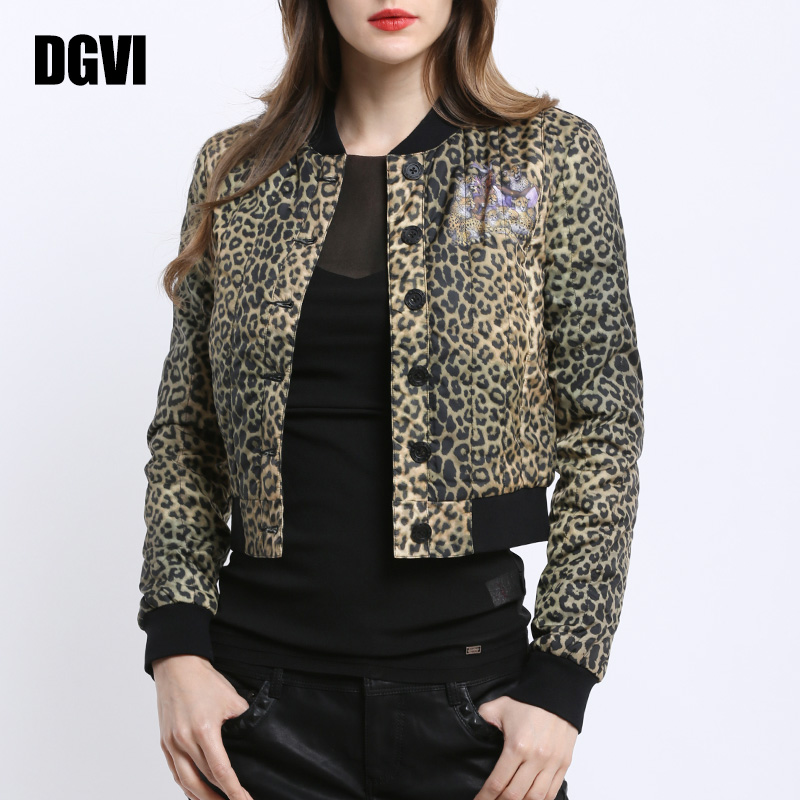 DGVI ngắn áo khoác nữ dài tay 2019 Thu Trạm in Slim Cardigan Lên trên