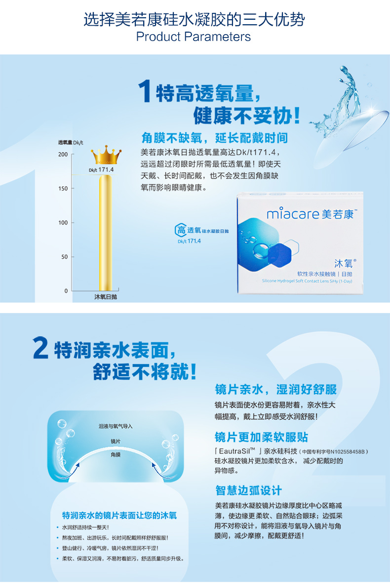 [Dùng thử] Mei Ruo Kang Mu Oxygen Silicone Hydrogel Kính cận thị vô hình Ngày hộp 2 mảnh Cửa hàng hàng đầu chính thức - Kính đeo mắt kính tròng kính siêu mỏng 1.76