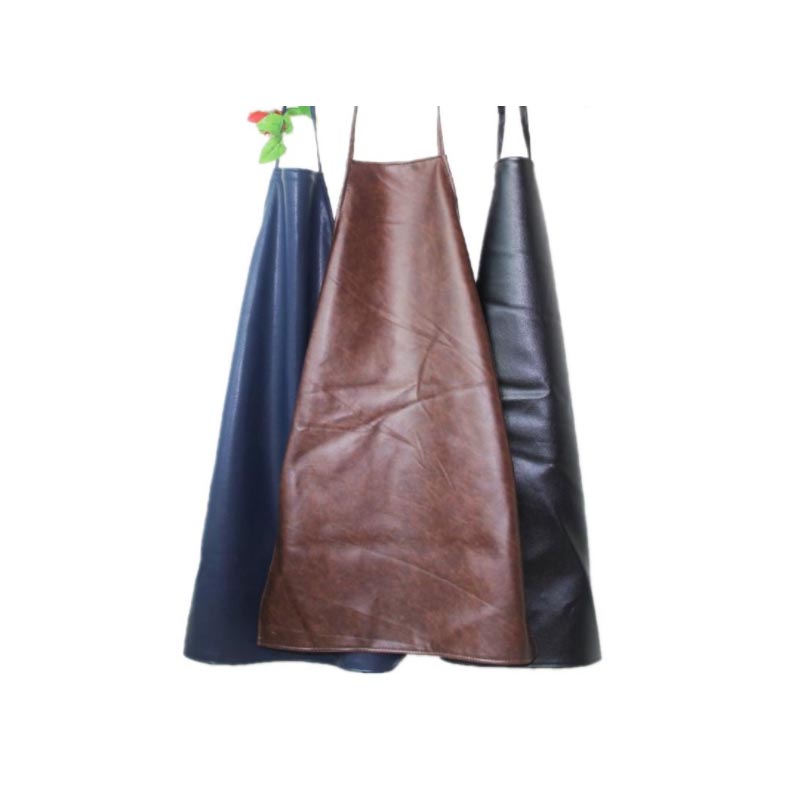 Waterproof Oil-Proof Leather Apron Hotel Kitchen Dishwashing Work Black Adults Thickened long version of abrasion resistant working waistline