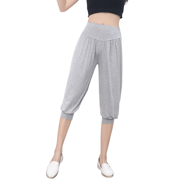 Summer Modal Sports Casual Cropped Pants Women's Thin Waist High Waist Pants Loose Large Size Dance Harem Shorts