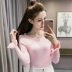 Áo len đen nữ mỏng phần mùa xuân và mùa thu mới đoạn ngắn Slim mỏng trùm đầu đan đáy áo sơ mi nữ dài tay bên trong mất phụ nữ khoác cardigan Đan Cardigan