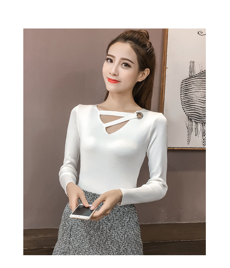 Hàng dệt kim nữ 2019 Thu mới Thời trang mới Slim Màu rắn cao cổ dài tay áo nhỏ gợi cảm áo thun đáy áo thun hàng đầu áo khoác len nữ hàn quốc