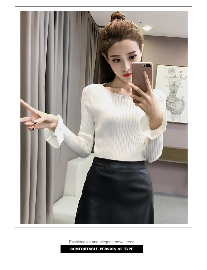 Áo len đen nữ mỏng phần mùa xuân và mùa thu mới đoạn ngắn Slim mỏng trùm đầu đan đáy áo sơ mi nữ dài tay bên trong mất phụ nữ áo len croptop