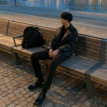 Mens loose motorcycle leather jacket 2023 spring and autumn Korean style trendy handsome leather jacket youth casual PU leather jacket male