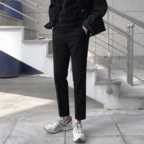 Mens white small trousers 2021 spring and Autumn season hanging Korean version slim nine-point casual pants straight handsome trousers men