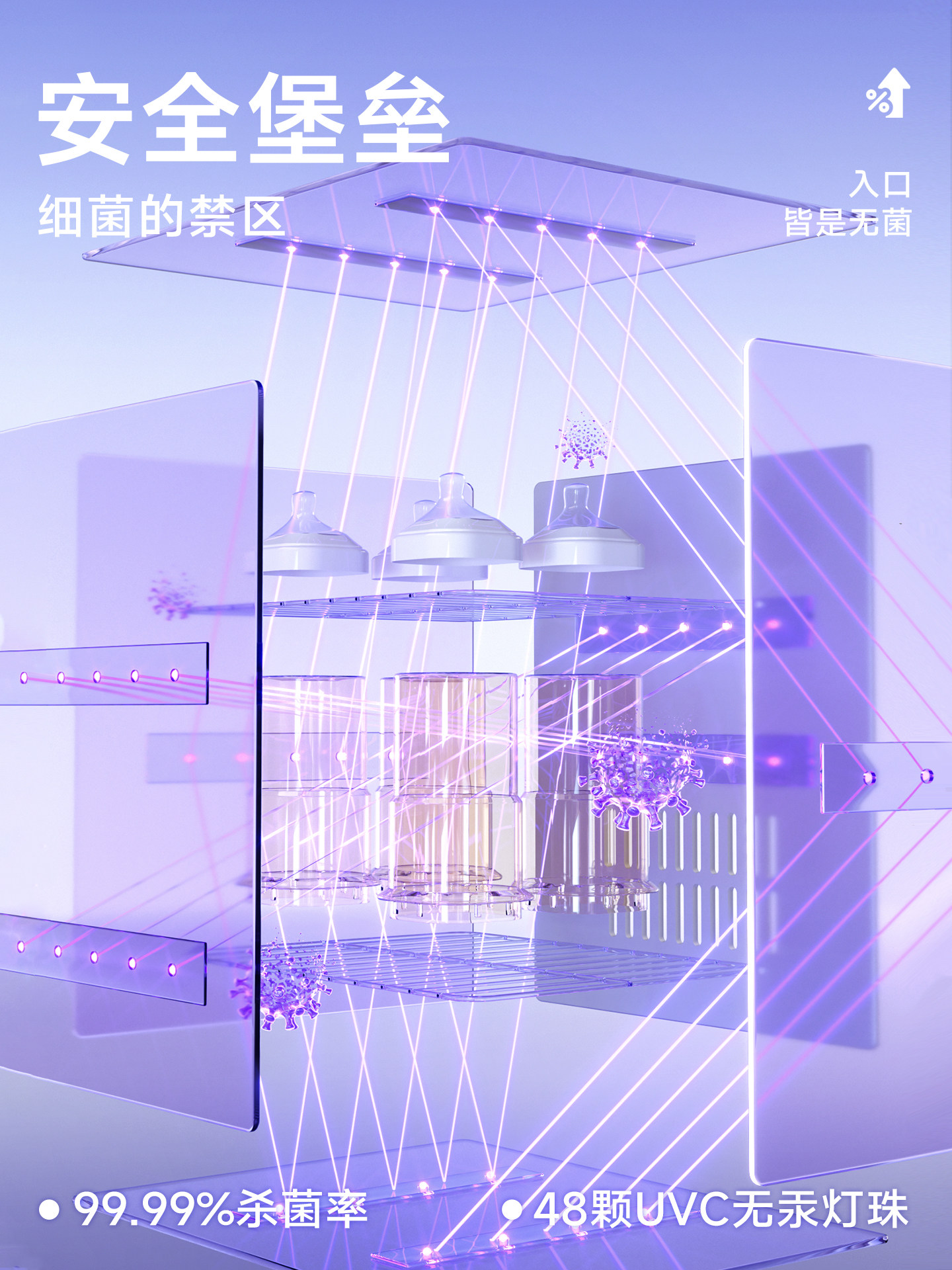 Little Strong Bear Baby Bottle Sterilizer, Baby-Specific with Milk Warmer, Drying, and 3-in-1 Feeding Station, Baby Milk Brewing Constant Temperature Kettle