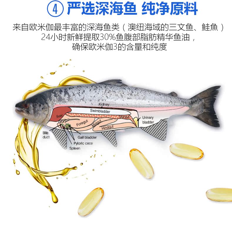 Dầu cá biển sâu Úc viên nang mềm 550 viên Omega 3 Sản phẩm sức khỏe của Úc Phụ nữ mang thai trẻ em bổ sung canxi cho não - Thức ăn bổ sung dinh dưỡng viên uống bổ sung nội tiết tố nữ