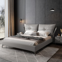 Bed Italian light luxury style leather bed Modern master bedroom leather bed Nordic simple small apartment 1 8 meters double wedding bed