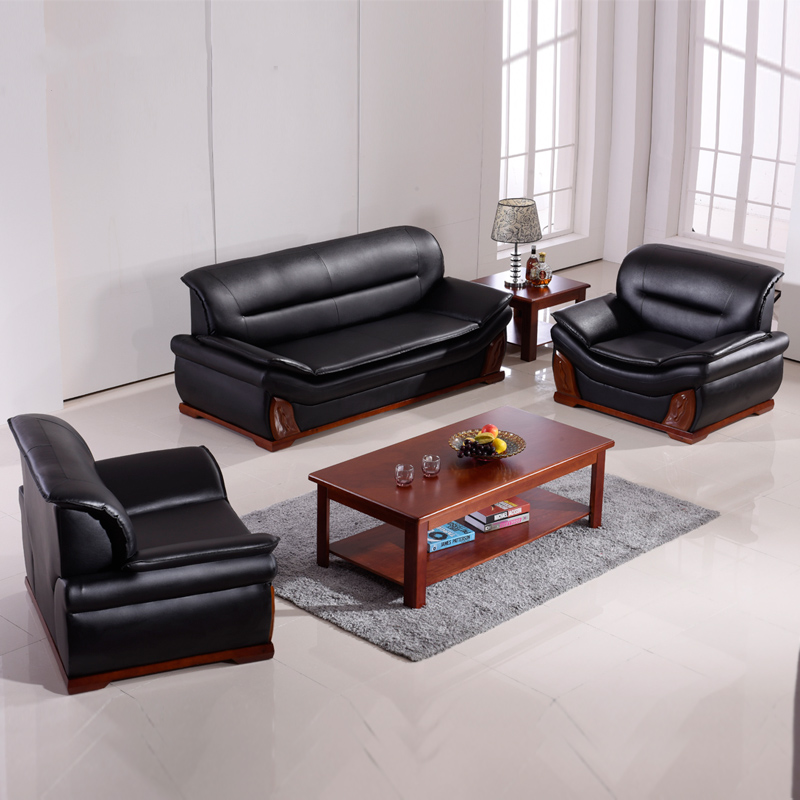 Office sofa modern minimalist reception area sofa coffee table combination business leather office furniture