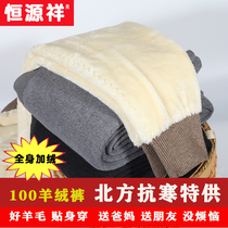 Constant source Xiangsuede thickened cashmere pants male winter anti-cold full suede warm pants in old age thick wool trousers men and women