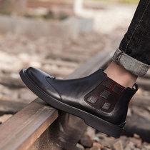 Winter new British style Chelsea boots Mens high-top Martin boots Leather fashion warm mid-help boots