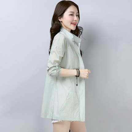 防晒衣女士中款2018新款夏季女式中长款夏天