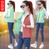 Cả hai bên mặc áo ghi lê đơn của mẹ mùa xuân áo khoác mỏng của phụ nữ trung niên mùa xuân và mùa thu vải áo gi lê áo gi lê bên trong và bên ngoài mặc - Áo vest