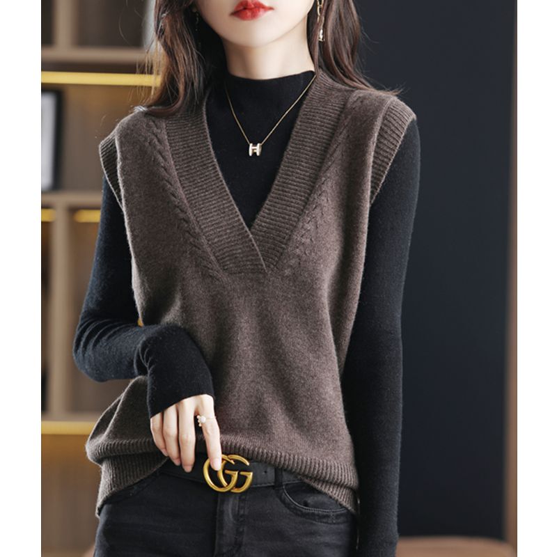 Women's V-Neck Vest for Spring and Autumn 2025 New Style Knit Outerwear Popular Top