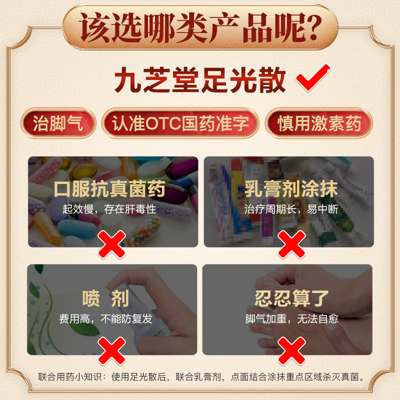 九芝堂足光散泡腳除腳臭氣止癢脫皮殺菌爛腳丫藥膏去根神器足光粉