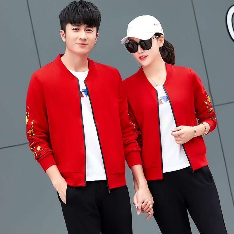 三件套男情侣运动套装女2018春季新休闲运动服春秋跑步运动装外套