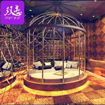 Themed Hotel Couple Shake Iron Art Bird Cage Bed Can Be Exported Myanmar Sauna Clubhouse Electric Red Bed Smart Water Bed