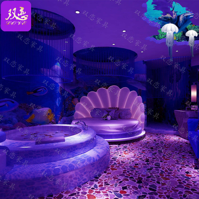 Exploits Dingmaking Theme Hotel Couples Smart Vibration Mattresses Apartment Guesthouses Double Electric Round Bed Spice furniture