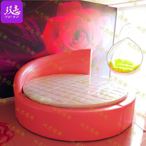 Hotel Lovers Double Electric Bed Guesthouse Modern Leather Art Round Mattresses Multifunction Remote Control Spice Bed Creative Water Bed