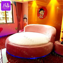 Internet Red Hotel Double Lovers Cloth Art Round Bed Multifunction Shaking Bed Remote Control Intelligent Spice Bed Folk Juku Round Water Bed