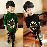 2018 bé trai mới cộng với áo nhung đáy cao cổ áo cotton dày mùa đông dày bé trai tay dài áo thun ấm top áo trẻ em