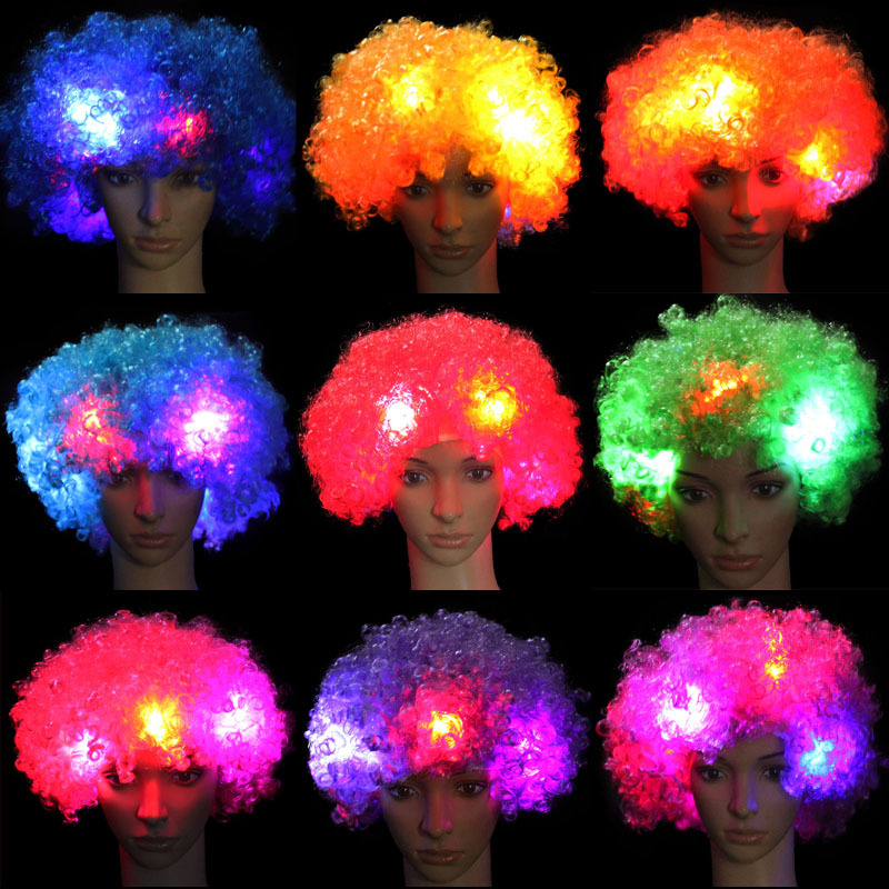 Colorful Led Flashing Afro Wig Colorful Headgear Dance Party Performance Props Luminous Wig Headwear