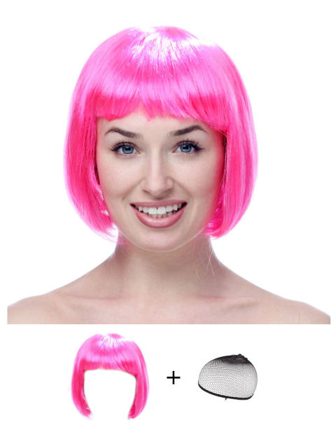 ສີຜົມນັກສຶກສາ bob masquerade ພັກ wig cosplay ນ້ອຍ apple headdress bobo headgear
