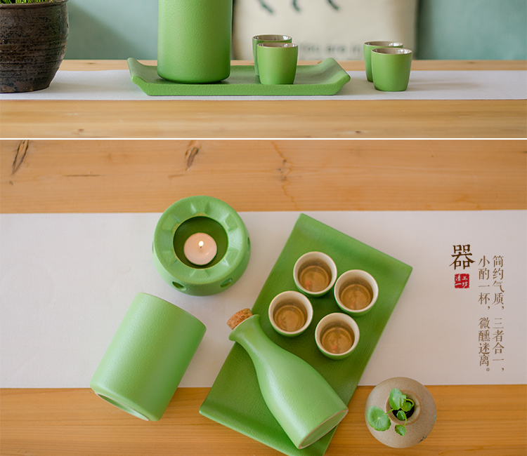 Qing Yi Yi Gạch gốm trắng sáng tạo Bộ rượu vang Nhật Bản Sake Rượu vang cổ Rượu vang hầm rượu ấm hơn - Rượu vang ly rượu pha lê
