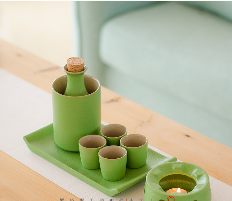 Qing Yi Yi Gạch gốm trắng sáng tạo Bộ rượu vang Nhật Bản Sake Rượu vang cổ Rượu vang hầm rượu ấm hơn - Rượu vang ly rượu pha lê