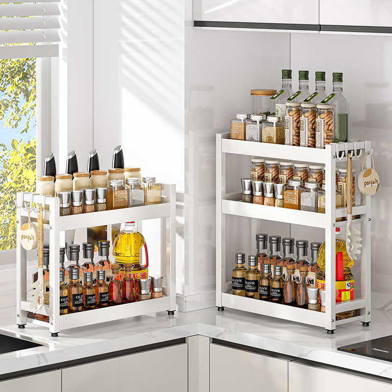 Narrow Multi-Functional Storage Rack for Condiments, Kitchen Countertop Spice Rack, Storage Rack for Stove, Oil, Salt, Sauce, and Vinegar