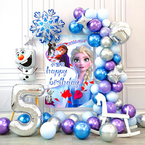 Frozen Party cartoon theme childrens birthday decoration balloon Anna Aisha Princess poster scene layout